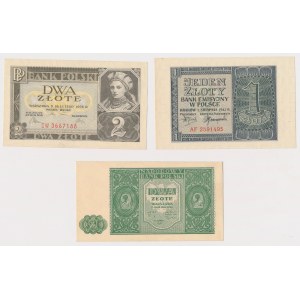 Zestaw 2 zł 1936, 1 zł 1941 i 2 zł 1946 (3szt)
