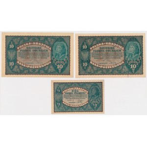 2x 10 mkp 1919 Sierpień i 1/2 mkp 1920 - zestaw (3szt)
