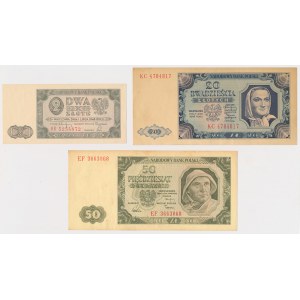 2, 20 i 50 złotych 1948 - zestaw (3szt)