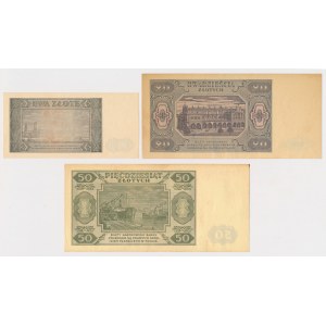 2, 20 i 50 złotych 1948 - zestaw (3szt)