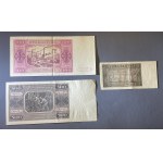 2, 100 i 500 złotych 1948 - rzadsze serie i odmiany - piękne stany (3szt)