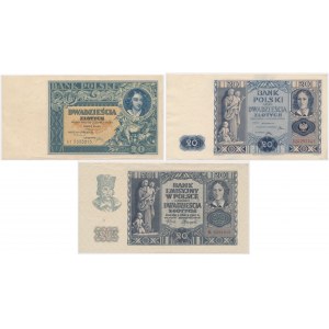 20 zł 1931, 1936 i 1940 - zestaw (3szt)