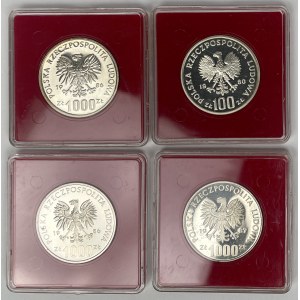 Próba Ag 100 i 1.000 złotych 1980-1987 Okolicznościowe - zestaw (4szt)