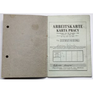 Okupacja, Wołomin, Karta Pracy /Arbeitskarte 1940