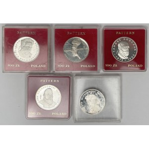 Próba Ag 100 złotych 1974-1979 postacie - zestaw (5szt)
