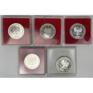 Próba Ag 100 złotych 1974-1979 postacie - zestaw (5szt)