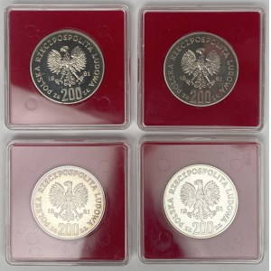 Próba Ag 200 złotych 1981 Bolesław II Śmiały - zestaw (4szt)