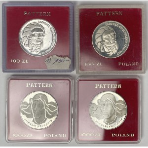 Próba Ag 100 złotych 1973-1976 Kościuszko i Kopernik - zestaw (4szt)