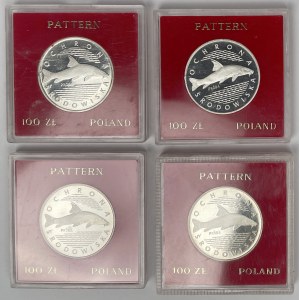 Próba Ag 100 złotych 1977 Brzana - zestaw (4szt)