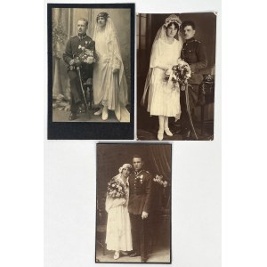II RP, Fotografie ślubne żołnierzy - zestaw (3szt)