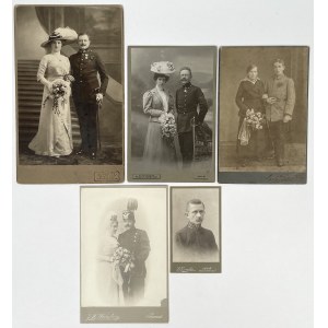 Austro-Węgry, Fotografie ślubne żołnierzy - zestaw (5szt)