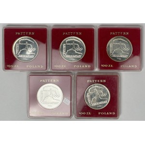 Próba Ag 100 złotych 1980 Igrzyska XXII Olimpiady - zestaw (5szt)