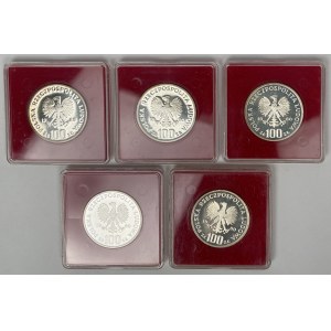 Próba Ag 100 złotych 1980 Igrzyska XXII Olimpiady - zestaw (5szt)