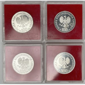 Próba Ag 100 złotych 1977 Brzana i Żubr - zestaw (4szt)