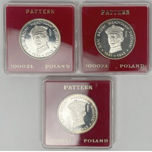 Próba Ag 100 złotych 1981 Władysław Sikorski - zestaw (3szt)