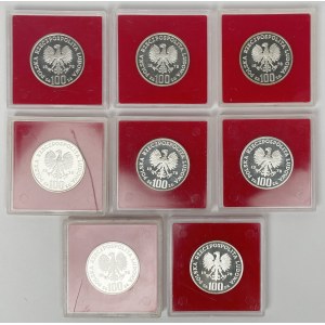 Próba Ag 100 złotych 1978 Janusz Korczak - zestaw (8szt)