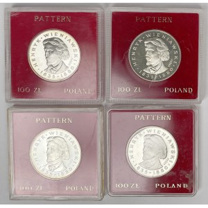 Próba Ag 100 złotych 1979 Henryk Wieniawski - zestaw (4szt)