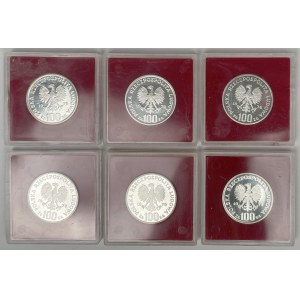 Próba Ag 100 złotych 1978 Janusz Korczak - zestaw (6szt)