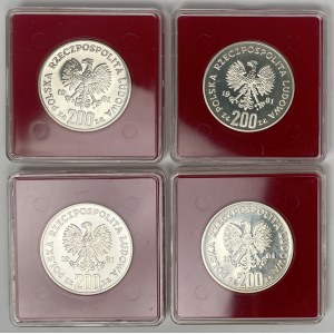Próba Ag 200 złotych 1981 Władysław I Herman - zestaw (4szt)
