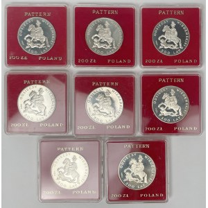 Próba Ag 200 złotych 1983 Odsiecz Wiedeńska - zestaw (8szt)