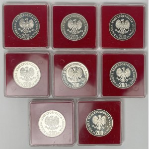 Próba Ag 200 złotych 1983 Odsiecz Wiedeńska - zestaw (8szt)