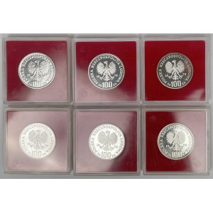Próba Ag 100 złotych 1978 Janusz Korczak - zestaw (6szt)