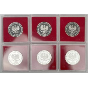 Próba Ag 100 złotych 1978 Janusz Korczak - zestaw (6szt)