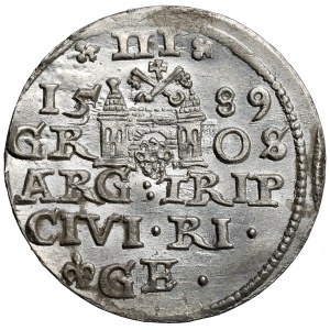 Zygmunt III Waza, Trojak Ryga 1589 - lilijka przed