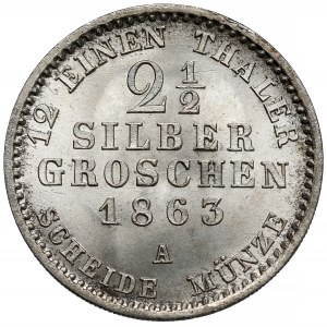 Prusy, Wilhelm I, 2-1/2 grosza srebrnego 1863-A, Berlin
