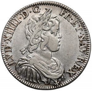 Francja, Ludwik XIV, 1/2 ecu 1644-A, Paryż