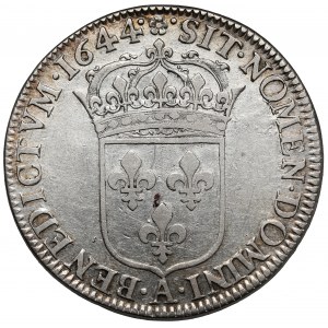 Francja, Ludwik XIV, 1/2 ecu 1644-A, Paryż