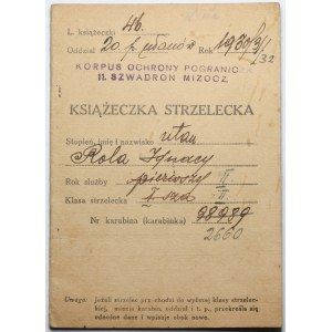 II RP, Korpus Ochrony Pogranicza 11. Szwadron Mizocz. Książeczka Strzelecka, dla Ułana