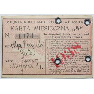 II RP, Miejska Kolej Elektryczna we Lwowie, Karta miesięczna A 1938