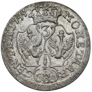 Śląsk, Fryderyk II Wielki, 3 krajcary 1755-B, Wrocław