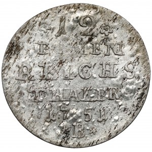 Śląsk, Fryderyk II Wielki, 1/12 talara 1751-B, Wrocław