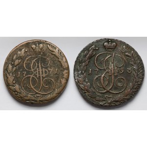 Rosja, Katarzyna II, 5 kopiejek 1771-1793 - zestaw (2szt)