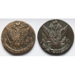 Rosja, Katarzyna II, 5 kopiejek 1771-1793 - zestaw (2szt)