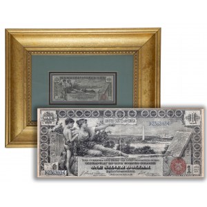 USA, $1 Silver Certificate 1896 - za szybą w drewnianej ramie