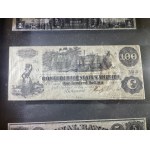 Ciekawe ibanknoty USA w ramie za szkłem - w tym ładny $1 Black Eagle Silver Certificate