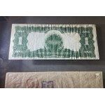 Ciekawe ibanknoty USA w ramie za szkłem - w tym ładny $1 Black Eagle Silver Certificate