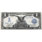 Ciekawe ibanknoty USA w ramie za szkłem - w tym ładny $1 Black Eagle Silver Certificate