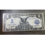 Ciekawe ibanknoty USA w ramie za szkłem - w tym ładny $1 Black Eagle Silver Certificate