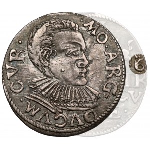 Kurlandia, Fryderyk KEttler, Trojak Mitawa 1596 - data przy herbach