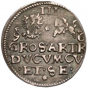 Kurlandia, Fryderyk KEttler, Trojak Mitawa 1596 - data przy herbach