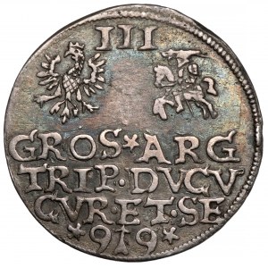 Kurlandia, Wilhelm Kettler, Trojak Mitawa 1599 - Stippla - rzadki