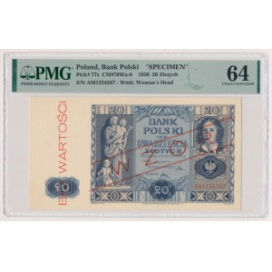 20 złotych 1936 - WZÓR - AM 1234567