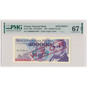 100.00 zł 1993 - WZÓR - A 0000000 - No.0490