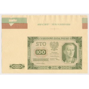 Próba kolorystyczna 100 złotych 1948 - z szerokim marginesem i paserami