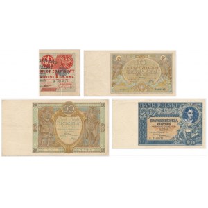 Zestaw 1 gr 1924 i 10-50 zł 1929-1931 (4szt)