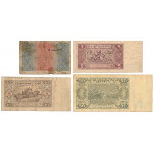 Generał 1 mkp 1916, 5, 10 i 50 zł 1948 - zestaw (4szt)
